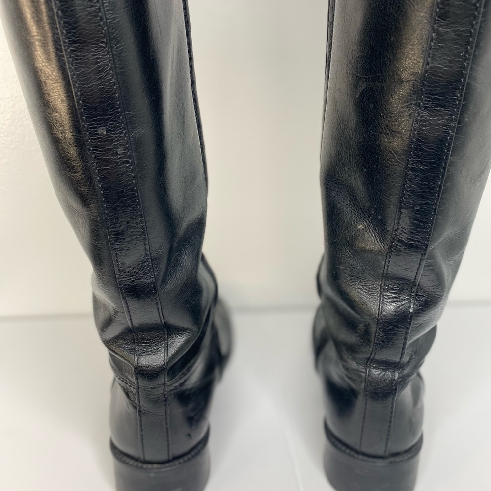 TORY BURCH Grace Black Knee-High Leather Riding Boots - Picture 10 of 12